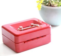 Lightweight Red Metal Coin Bank with Key Control – Safe Storage for Valuables