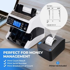 MUNBYN IMC01 Bank Grade Money Counter Machine Mixed Denomination, 2CIS/UV/IR/…