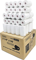(50 Coreless Rolls) 2 1/4 X 50 Thermal Paper Receipt Rolls Fits All Credit Card