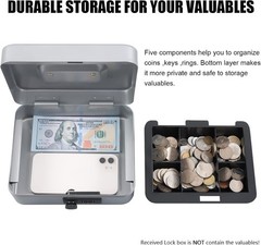Light Grey Cash Box with Combination Lock – Durable, Portable, 7.87″x6.3″