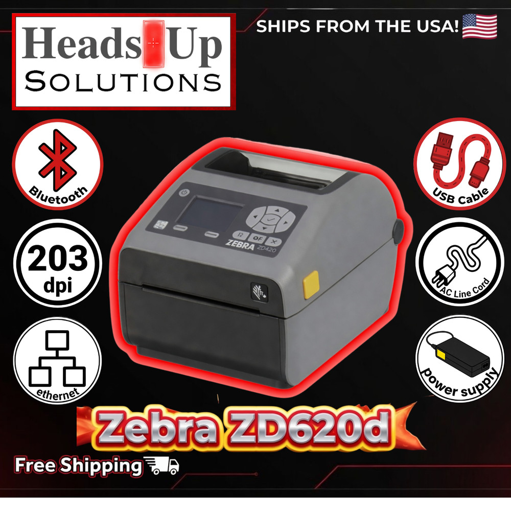 Zebra ZD620d Label Printer Kit | BT | 203 DPI | Ethernet | Working!! ⭐️🔴⬛️