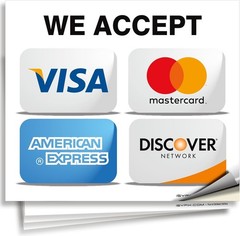 4-Pack Credit Card Sticker Signs – 7×6 Inch, UV Resistant Vinyl for Businesses