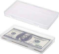 2 Pack Plastic Cash Box Clear Currency Tray Rectangular Cash Storage Holder