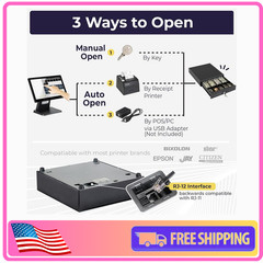 Volcora 13″ Electronic Cash Register Drawer for POS System, 4 Bill 5 Coin Tray