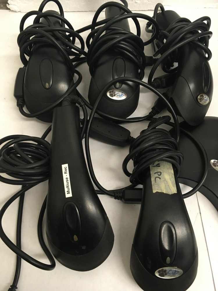 LOT of 5 USB handheld barcode scanners GNSA177 unbranded with 1 stand