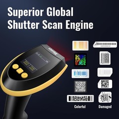 Tera HW0009 Wireless Barcode Scanner 1D 2D QR Bluetooth w/ Cradle Yellow