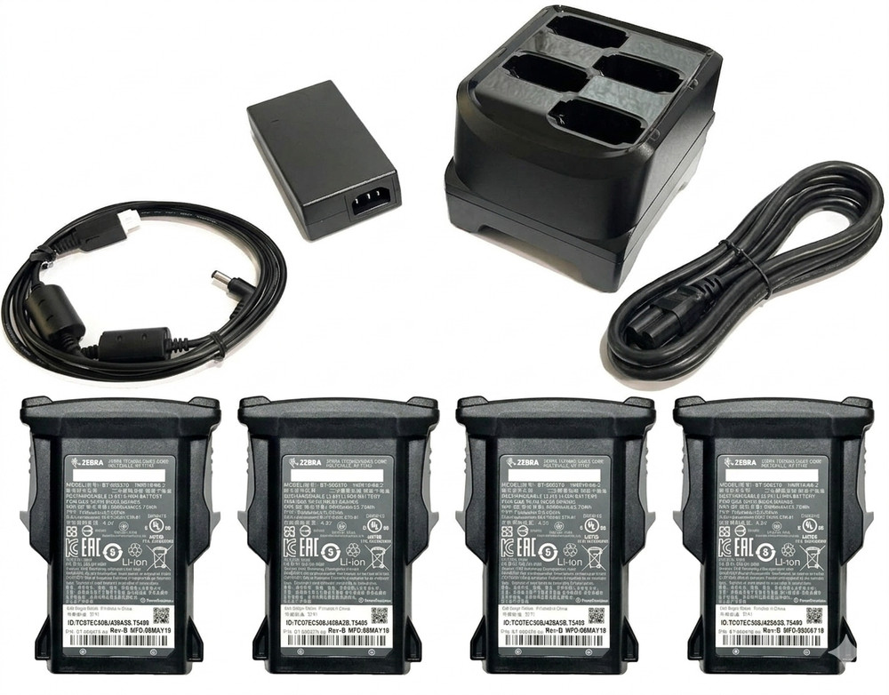 Zebra 4 Slot Battery Charger & 4 Battery MC9300 MC930B MC930P SAC-MC93-4SCHG-01