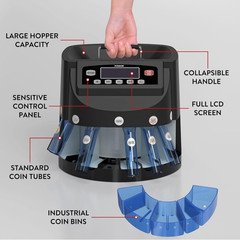 Coin Counter Machine Sorter Change and Wrapper Roller Counting Organizer Sorts
