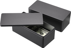 2 Packs Black Metal Cash Box Rectangular Money Organizer with Lid Currency Stora