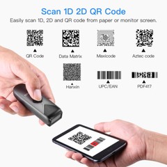 EYOYO Mini Wireless 2D QR Code Barcode Scanner Bluetooth USB Reader for PC Phone