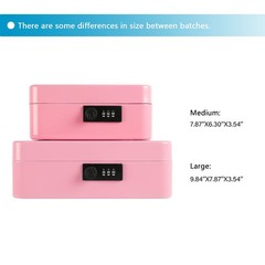 Pink Steel Cash Box with Combination Lock Large Money Safe 9.84×7.87×3.54