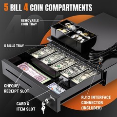 16″ Cash Register Drawer for Point of Sale POS System with 6 Bill 4 Coin Cash…