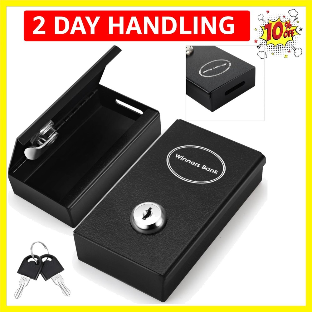 1 Pack Metal Box for Gamblers Pocket Sized Winner Bank Casino Cash Box with 2…