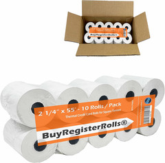 Receipt Paper Roll for Square Terminal Credit Card Machine 2 1/4 x 55, 10 rolls