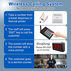 Wireless Queue Calling System Take a Number System with Voice Calling Waiting Nu
