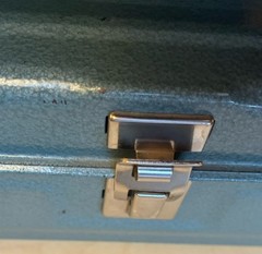 Vintage METAL CASH BOX w/ Lockable Clasp /Metal Handel/ Dual Hing 11 x 5.5 x 3.5