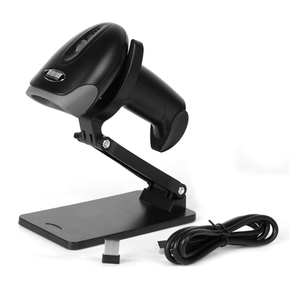 QR Code Scanner with Foldable Stand, 1D 2D Barcode Scanner 2.4G Wireless USB…