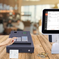 Thermal POS System Cash Register w/ Built-in Printer, 9-Slot Money Drawer, USB