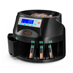 VEVOR Coin Counter Machine 5 Denominations USD Coin Sorter 225 Coins/Min LCD