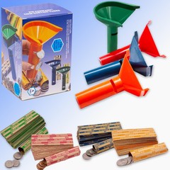 PM Company Color-Coded Coin Counting Tube with 150 Assorted Flat Coin Wrapper…