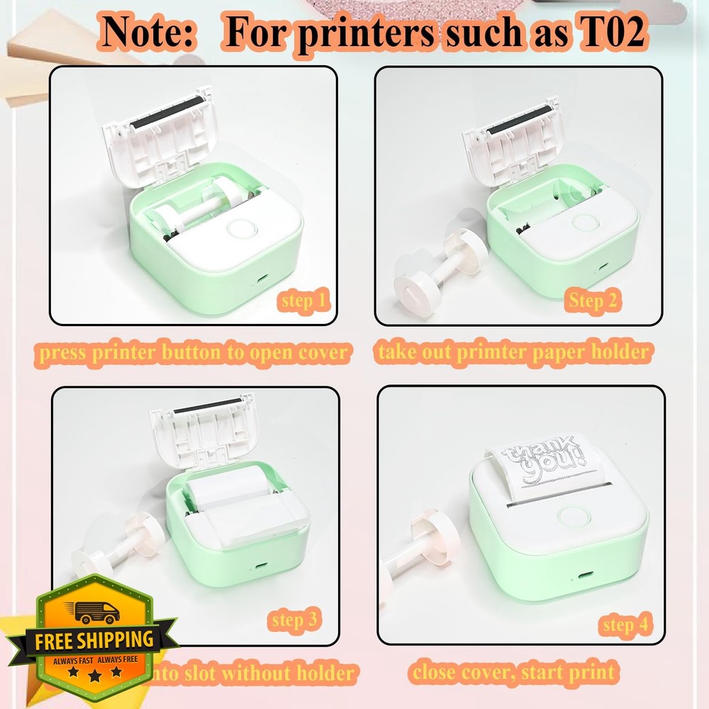 12 Rolls White 57x25mm Sticky Thermal Paper for M02/T02