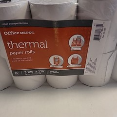 2x Pack Of 10 Office Depot Thermal Paper Rolls, 3 1/8in. x 230ft. White109-282