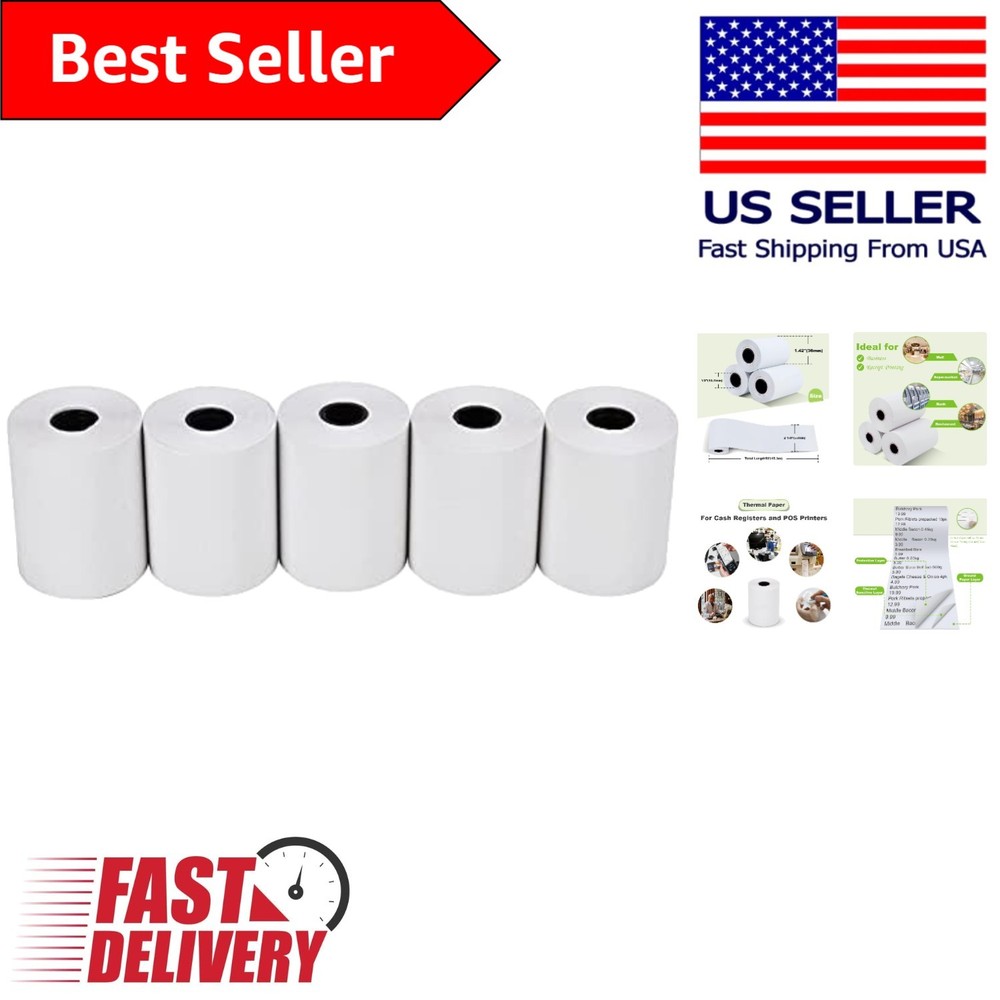 Efficient 5 Rolls of 2 1/4″ x 50′ Coated Thermal Receipt Paper – Ideal for POS