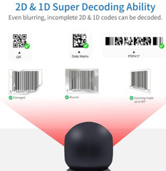1D 2D QR Desktop Barcode Scanner Symcode Omnidirectional USB Scanner