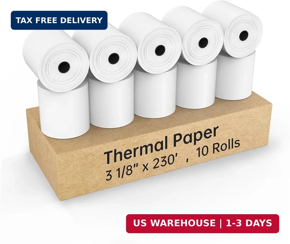 3 1/8 x 230 Thermal Paper Receipt Rolls, HUOJI 10 rolls Receipt Paper Fits Star