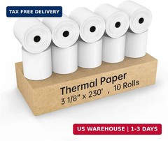 3 1/8 x 230 Thermal Paper Receipt Rolls, HUOJI 10 rolls Receipt Paper Fits Star