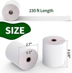 Thermal Paper Receipt 3-1/8″ x 230′ White 50 Rolls POS Cash Register 10% More