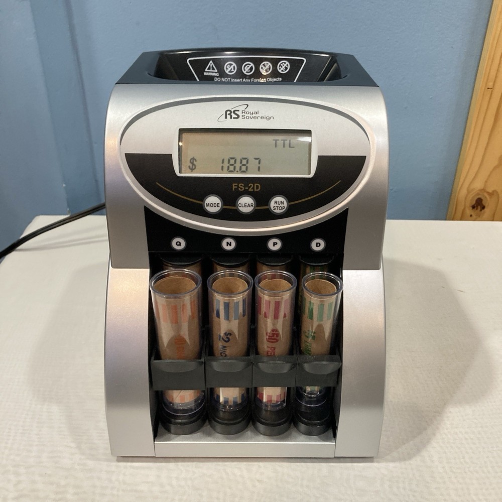 Royal Sovereign FS-2D Electric Coin Counter / Change Sorter W/ Tubes – Tested