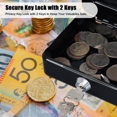 KYODOLED Cash Box with Key,Small Safe Lock Box with Portable Handle,Cash Draw…