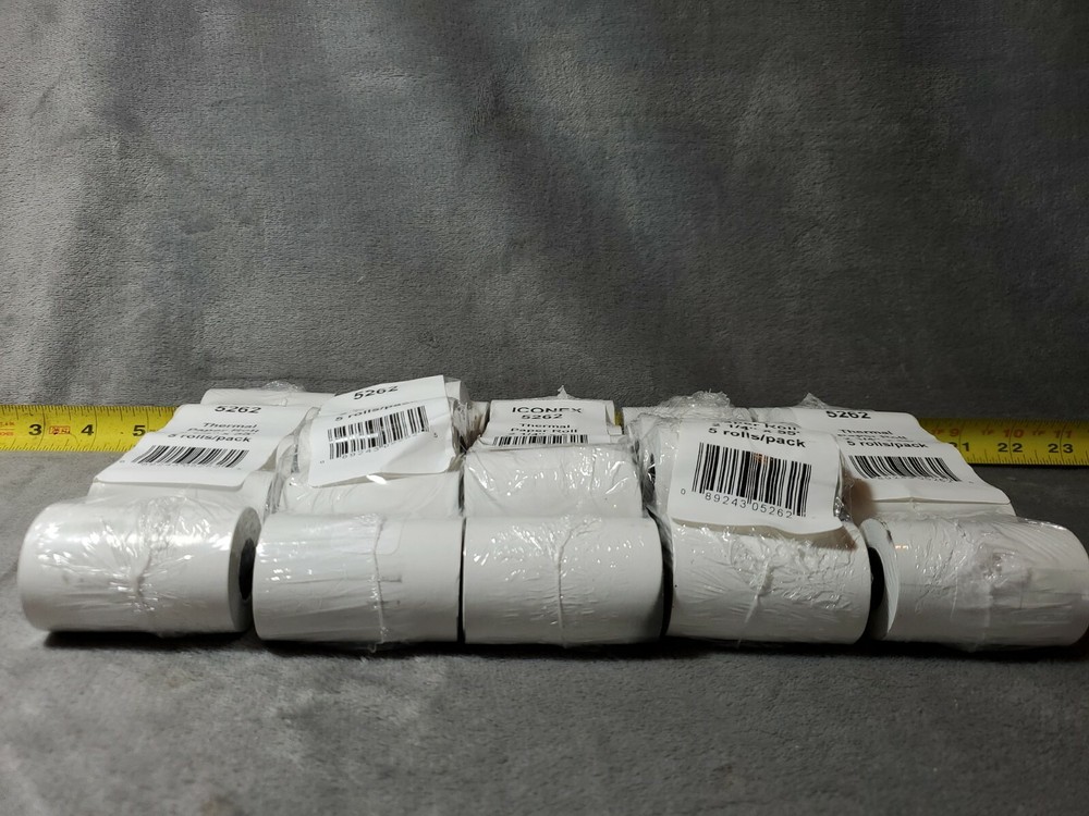 Set of 5 Iconex Direct Thermal Printing Paper Rolls 2.25″ X 55 Ft, White, 5/Pack