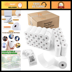 50 Rolls Thermal Paper 2 1/4″ x 165′ POS Receipt Paper for Cash Registers & Term