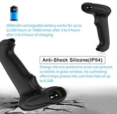 USB Wireless Barcode Scanner Stand 2in1 2.4Ghz 2.0 Wired 1D Reader Scanner