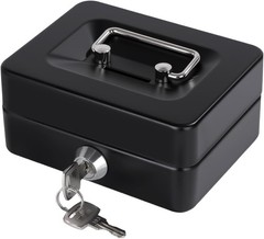 Mini Cash Box with Slot Small Cash Box with Money Tray and Key Lock, Metal Lo…