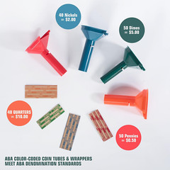 Coin Sorter with Coin Wrappers All Coins, 4 Coin Sorter Tubes Plastic 150Pcs