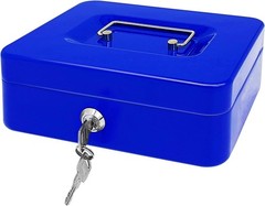 Steel Cash Box with Key Lock, Metal Small Money Organizer with Money Tray,Cas…