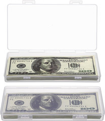 2 Pack Plastic Cash Box Clear Currency Tray Rectangular Cash Storage Holder