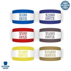 300 Assorted Currency Strap Bands – Self-Sealing Money Bundles, 7.5×1.25 Inches