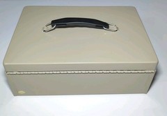 Vtg. MMF Industries Cash Metal Lock Box, no key 11″W x 7.75″D x 4″H