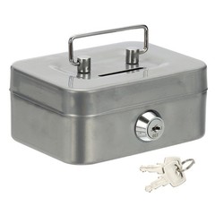 Mini Safe Box Cash Boxes Piggy Bank Mini Money Saving Boxes with Keys, Gray