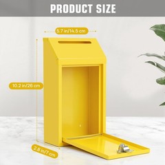 Locking Cash Box with Lock and Slot, Metal Money Donation Box with 4 Keys Wal…