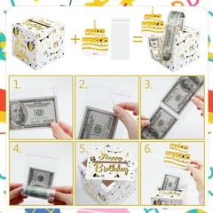 Birthday Money Box for Cash Pull, Money Surprise Box Gold Pull Cash Birthday …