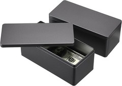 2 Packs Black Metal Cash Box Rectangular Money Organizer with Lid Currency Stora