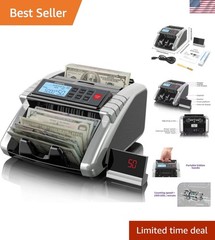 Money Counter Machine with Value Count, Dollar, Euro UV/MG/IR/DD/DBL/HLF/CHN …