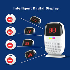Wireless Nurse Call System 5 SOS Buttons 1Receiver Restaurant Service for Clinic