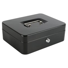 Locking Steel Large Cash Box with Removable Coin Tray and Key Lock9.84″x 7.87…