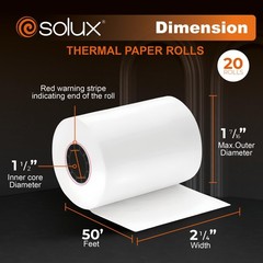 2 1/4 x 50 Thermal Paper Roll for Square Terminal, Clover Flex, Dejavoo Z8 Z9…